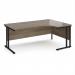 Maestro 25 right hand ergonomic desk 1800mm wide - black cantilever leg frame, Nebraska oak top MC18ERKNO