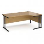 Maestro 25 right hand ergonomic desk 1800mm wide - black cantilever leg frame, oak top MC18ERKO