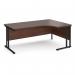 Maestro 25 right hand ergonomic desk 1800mm wide - black cantilever leg frame, walnut top MC18ERKW