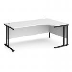 Maestro 25 right hand ergonomic desk 1800mm wide - black cantilever leg frame, white top MC18ERKWH
