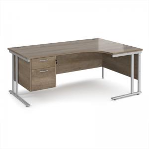Maestro 25 right hand ergonomic desk 1800mm wide with 2 drawer