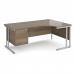 Maestro 25 right hand ergonomic desk 1800mm wide with 2 drawer pedestal - silver cantilever leg frame, Nebraska oak top MC18ERP2SNO