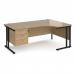 Maestro 25 right hand ergonomic desk 1800mm wide with 3 drawer pedestal - black cantilever leg frame, Kendal oak top MC18ERP3KKO