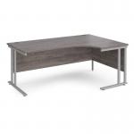 Maestro 25 right hand ergonomic desk 1800mm wide - silver cantilever leg frame, grey oak top MC18ERSGO