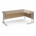 Maestro 25 right hand ergonomic desk 1800mm wide - silver cantilever leg frame, Kendal oak top MC18ERSKO