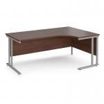 Maestro 25 right hand ergonomic desk 1800mm wide - silver cantilever leg frame, walnut top MC18ERSW
