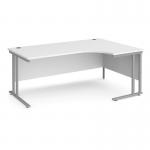 Maestro 25 right hand ergonomic desk 1800mm wide - silver cantilever leg frame, white top MC18ERSWH