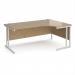 Maestro 25 right hand ergonomic desk 1800mm wide - white cantilever leg frame, Kendal oak top MC18ERWHKO