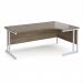 Maestro 25 right hand ergonomic desk 1800mm wide - white cantilever leg frame, Nebraska oak top MC18ERWHNO