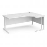 Maestro 25 right hand ergonomic desk 1800mm wide - white cantilever leg frame, white top MC18ERWHWH