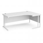 Maestro 25 right hand ergonomic desk 1800mm wide - white cantilever leg frame, white top MC18ERWHWH