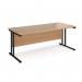 Maestro 25 straight desk 1800mm x 800mm - black cantilever leg frame, beech top MC18KB