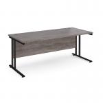 Maestro 25 straight desk 1800mm x 800mm - black cantilever leg frame, grey oak top MC18KGO
