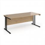 Maestro 25 straight desk 1800mm x 800mm - black cantilever leg frame, Kendal oak top MC18KKO