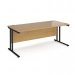 Maestro 25 straight desk 1800mm x 800mm - black cantilever leg frame and oak top