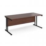 Maestro 25 straight desk 1800mm x 800mm - black cantilever leg frame and walnut top