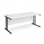 Maestro 25 straight desk 1800mm x 800mm - black cantilever leg frame and white top