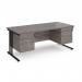 Maestro 25 straight desk 1800mm x 800mm with two x 2 drawer pedestals - black cantilever leg frame, grey oak top MC18P22KGO