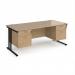 Maestro 25 straight desk 1800mm x 800mm with two x 2 drawer pedestals - black cantilever leg frame, Kendal oak top MC18P22KKO