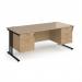 Maestro 25 straight desk 1800mm x 800mm with 2 and 3 drawer pedestals - black cantilever leg frame, Kendal oak top MC18P23KKO