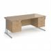 Maestro 25 straight desk 1800mm x 800mm with 2 and 3 drawer pedestals - silver cantilever leg frame, Kendal oak top MC18P23SKO