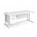 Maestro 25 straight desk 1800mm x 800mm with 2 drawer pedestal - white cantilever leg frame, white top MC18P2WHWH