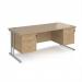 Maestro 25 straight desk 1800mm x 800mm with two x 3 drawer pedestals - silver cantilever leg frame, Kendal oak top MC18P33SKO