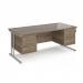Maestro 25 straight desk 1800mm x 800mm with two x 3 drawer pedestals - silver cantilever leg frame, Nebraska oak top MC18P33SNO