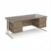Maestro 25 straight desk 1800mm x 800mm with two x 3 drawer pedestals - white cantilever leg frame, Nebraska oak top MC18P33WHNO