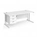 Maestro 25 straight desk 1800mm x 800mm with 3 drawer pedestal - white cantilever leg frame, white top MC18P3WHWH