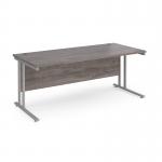 Maestro 25 straight desk 1800mm x 800mm - silver cantilever leg frame, grey oak top MC18SGO