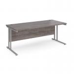 Maestro 25 straight desk 1800mm x 800mm - silver cantilever leg frame and grey oak top