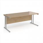 Maestro 25 straight desk 1800mm x 800mm - silver cantilever leg frame, Kendal oak top MC18SKO