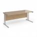 Maestro 25 straight desk 1800mm x 800mm - silver cantilever leg frame, Kendal oak top MC18SKO