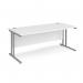 Maestro 25 straight desk 1800mm x 800mm - silver cantilever leg frame, white top MC18SWH