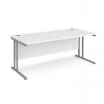 Maestro 25 straight desk 1800mm x 800mm - silver cantilever leg frame, white top MC18SWH