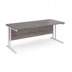 Maestro 25 straight desk 1800mm x 800mm - white cantilever leg frame and grey oak top