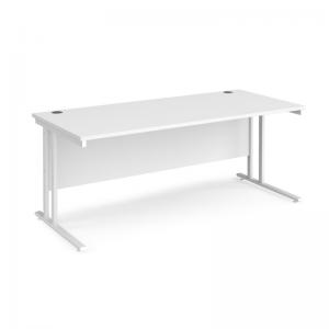 Maestro 25 straight desk 1800mm x 800mm - white cantilever leg frame,