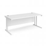 Maestro 25 straight desk 1800mm x 800mm - white cantilever leg frame and white top