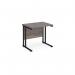Maestro 25 straight desk 800mm x 600mm - black cantilever leg frame with grey oak top