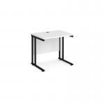 Maestro 25 straight desk 800mm x 600mm - black cantilever leg frame, white top MC608KWH