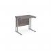 Maestro 25 straight desk 800mm x 600mm - silver cantilever leg frame with grey oak top