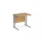 Maestro 25 straight desk 800mm x 600mm - silver cantilever leg frame and oak top