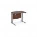 Maestro 25 straight desk 800mm x 600mm - silver cantilever leg frame, walnut top MC608SW