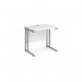 Maestro 25 straight desk 800mm x 600mm - silver cantilever leg frame, white top MC608SWH