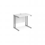 Maestro 25 straight desk 800mm x 600mm - silver cantilever leg frame, white top MC608SWH