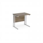 Maestro 25 straight desk 800mm x 600mm - white cantilever leg frame, Nebraska oak top MC608WHNO