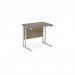 Maestro 25 straight desk 800mm x 600mm - white cantilever leg frame, Nebraska oak top MC608WHNO