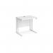 Maestro 25 straight desk 800mm x 600mm - white cantilever leg frame, white top MC608WHWH