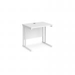 Maestro 25 straight desk 800mm x 600mm - white cantilever leg frame and white top